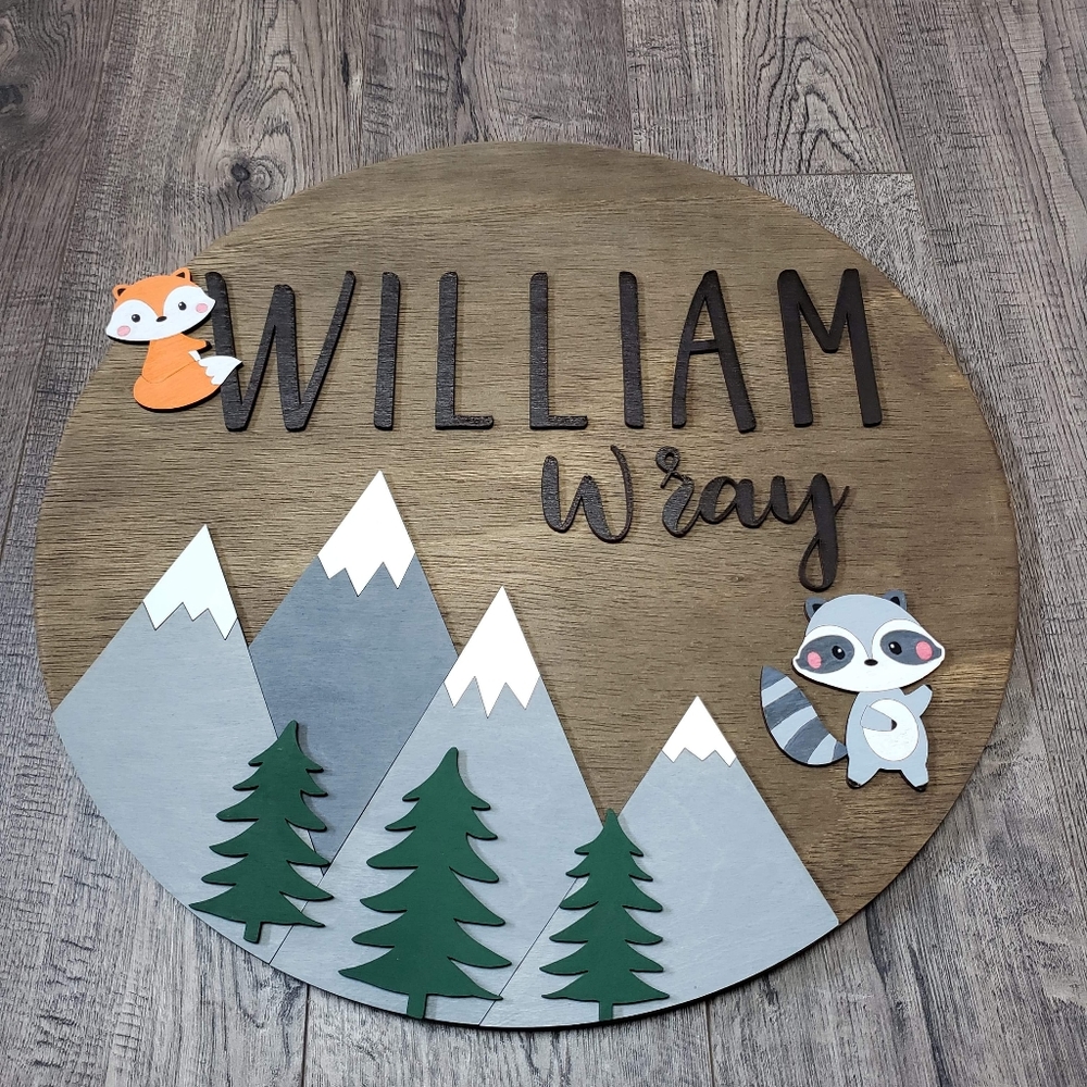 PERSONALIZED 3D WOODLAND THEMED NURSERY SIGN